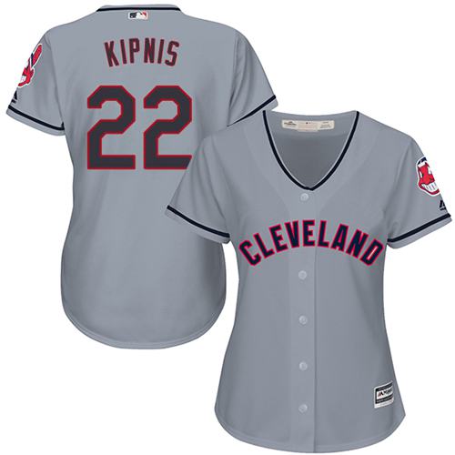Indians #22 Jason Kipnis Grey Women's Road Stitched MLB Jersey - Click Image to Close